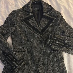 Mango Black and Gray Glen Plaid Blazer